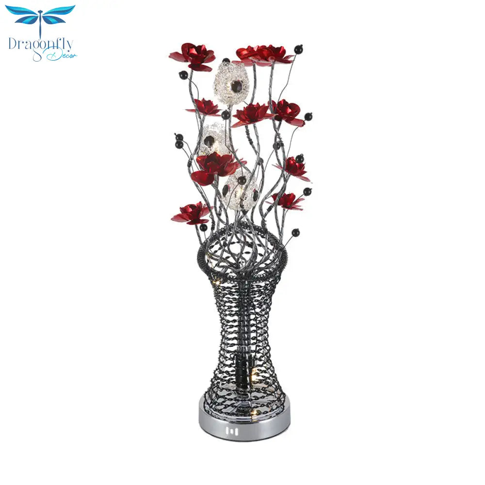 Isabel - Decorative Twig Column Table Lamp: Aluminum Led Desk Lighting