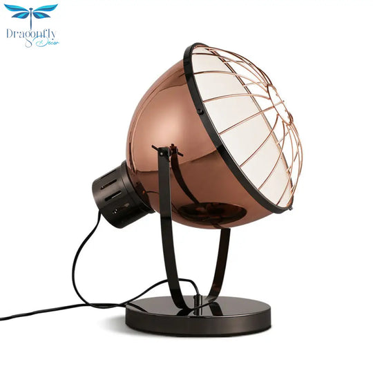 Isabel - Rose Gold Bowl Night Lamp With Wire Guard