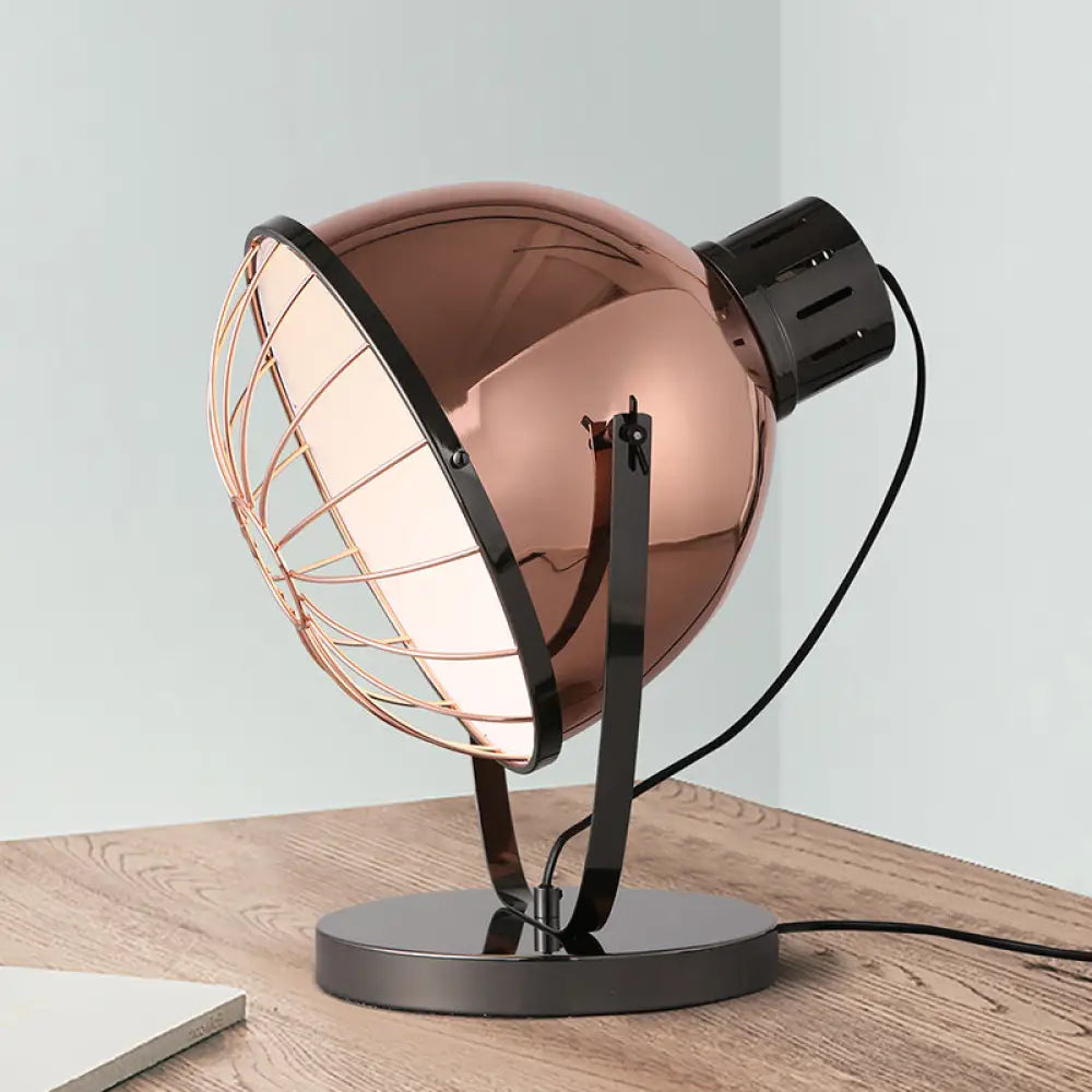 Isabel - Rose Gold Bowl Night Lamp With Wire Guard