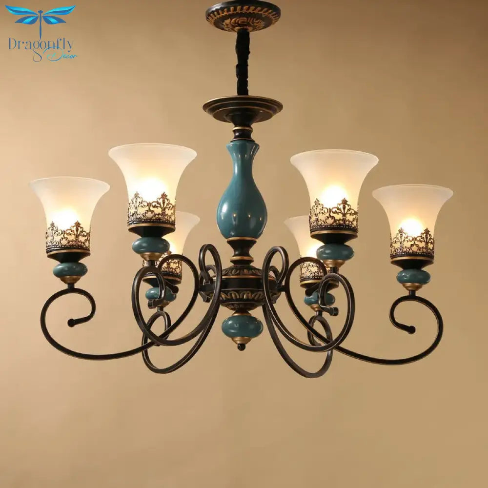Isabella European Vintage Ceramic Chandelier - Classic Metal And Glass Design For Living Rooms