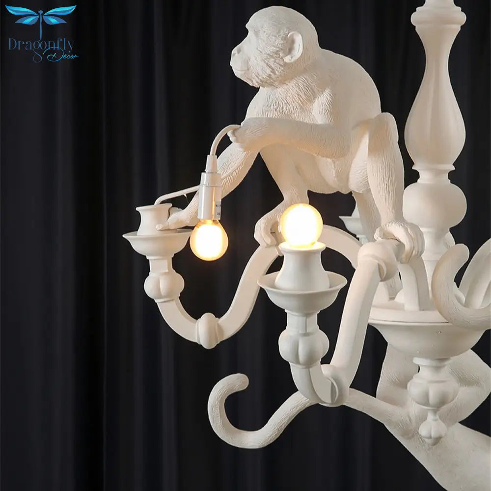 Italian Designer White Monkey Chandeliers - Atmosphere Lamp For Living Room Creative Home Decor