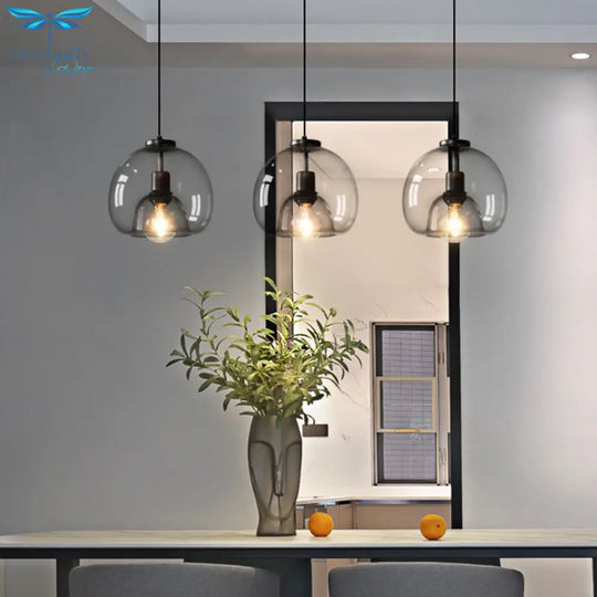 Jade - Modern Hand - Blown Glass Dome Hanging Lamp Minimalist 1 - Light Black Pendant Light Fixture