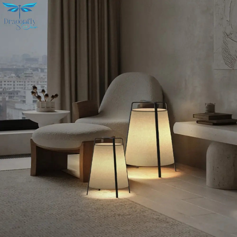 Japanese Retro Fabric Floor Lamp - Iron Led Lighting For Living Room Bedroom Corridor Modern Art