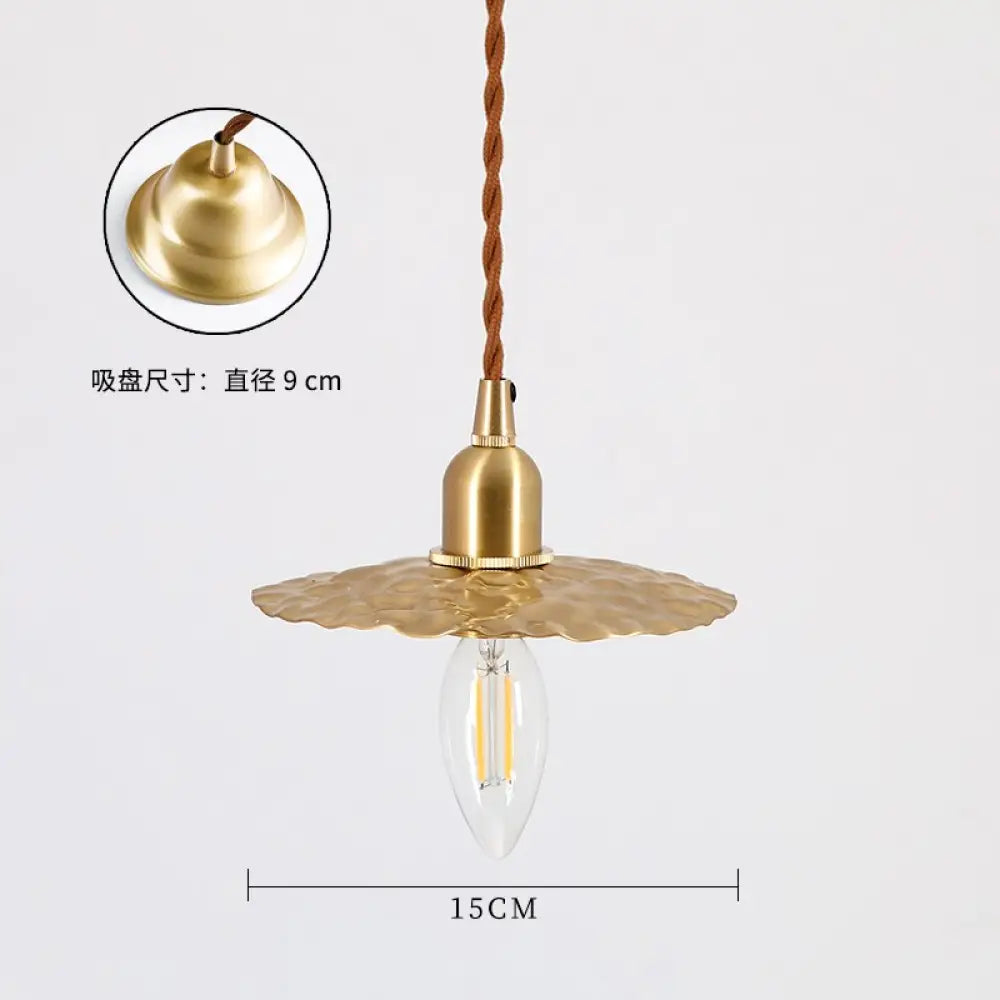 Japanese Retro Vintage Brass Pendant Lights Individual Warm Gold/Black Hanging Lamp Led E14 Bedroom