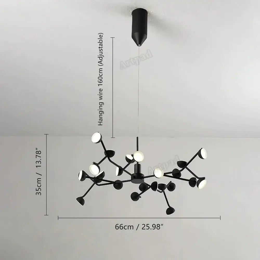 Josephine - Hanging Lamp Nordic Tree Branch Iron Art Light 24 Heads Black / White Lighting