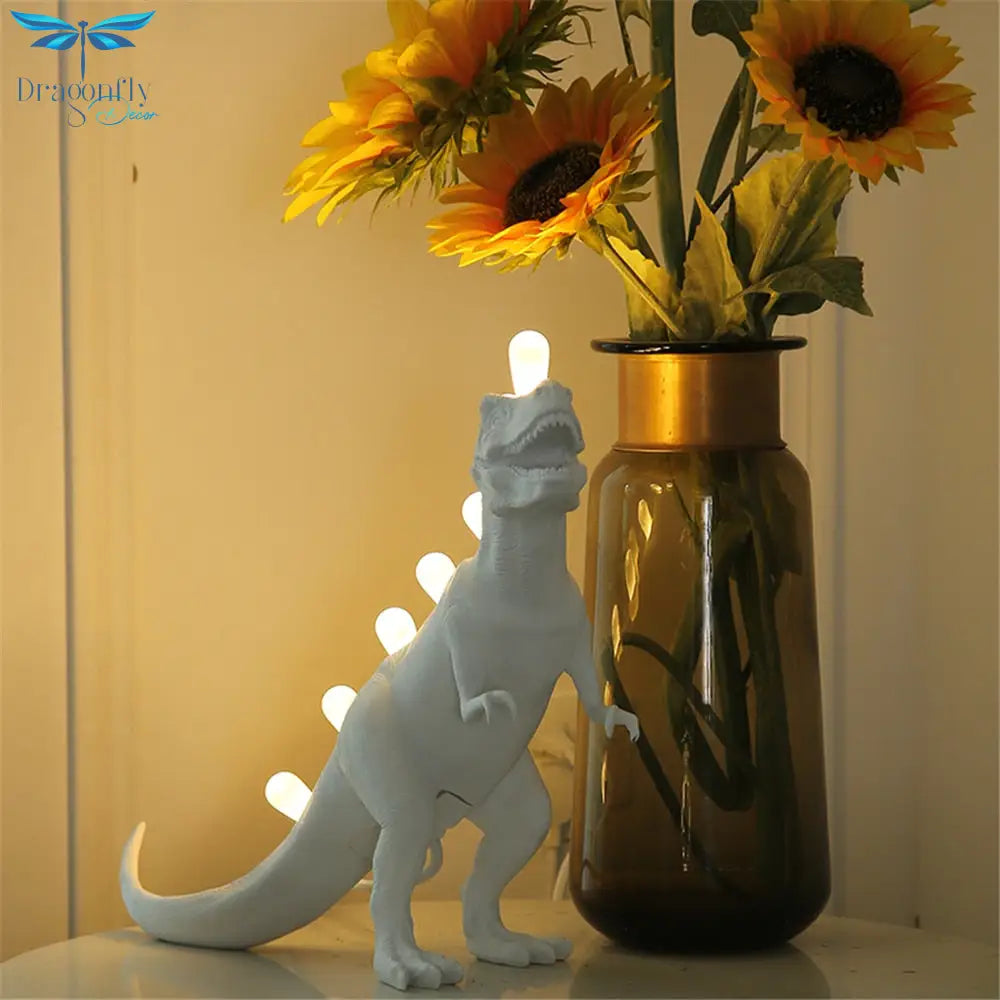 Jurassic Dinosaur Resin Table Lamps - Brontosaurus & T - Rex Led Desk Lamp Home Art Decor Bedroom
