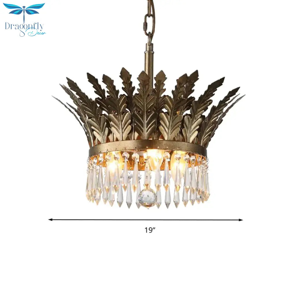 K9 Crystal 2 - Tier Hanging Chandelier Traditional 3/4 Lights Gold/Antique Bronze Ceiling Lamp For