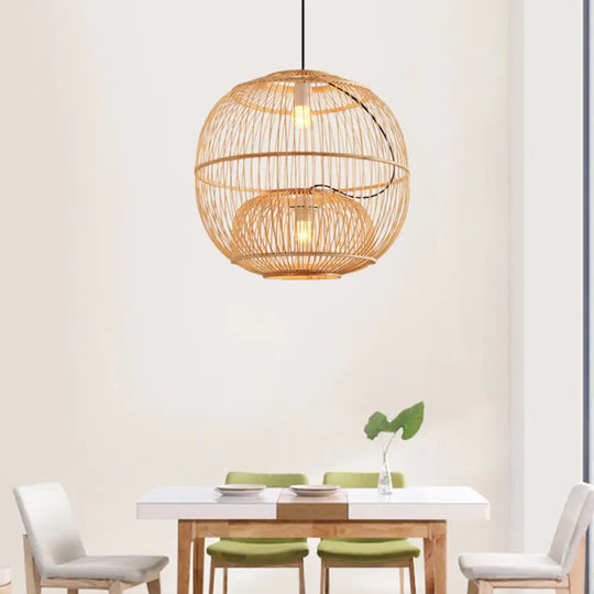 Kaffaljidhma - Bamboo Shade Pendant Lighting Contemporary Style Beige Hanging Lamp / 14