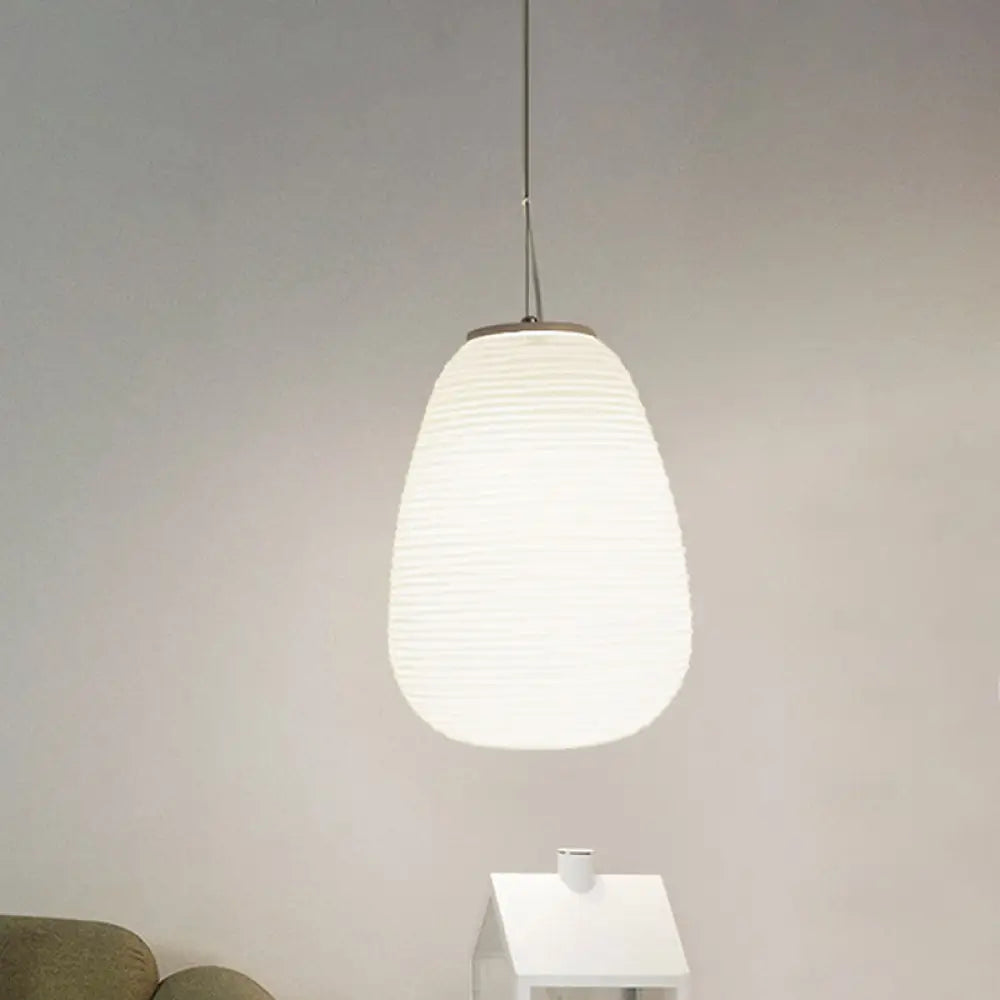 Katherine - Ribbed Cocoon Pendant Ceiling Light Post Modern Glass 1 White Hanging / A