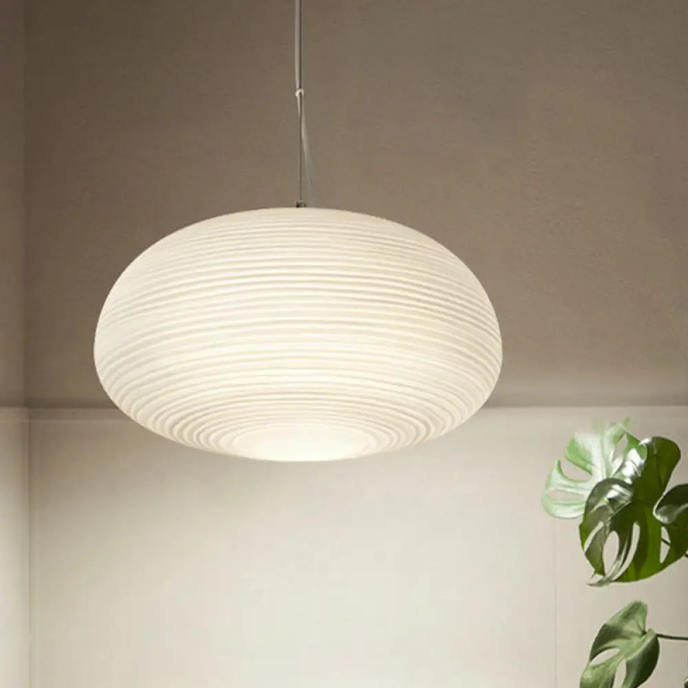 Katherine - Ribbed Cocoon Pendant Ceiling Light Post Modern Glass 1 White Hanging / C