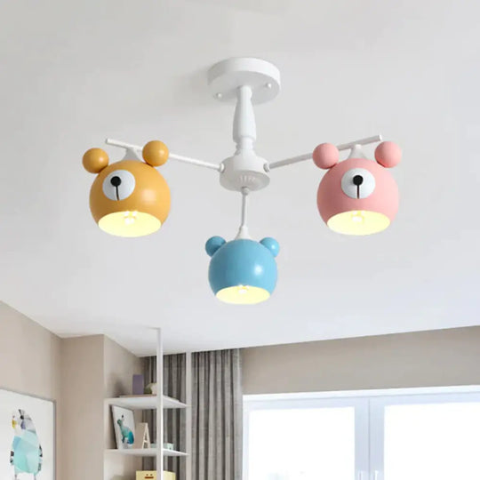 Kid Bedroom Animal Pendant Lighting Metal Cartoon Multi Color Hanging Ornaments 3 / White