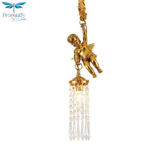 Kiera - Cupid Hanging Single Lamp Small Crystal Bedside Danish Stair Cluster Pendant Light For