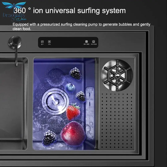 Kitchen Sink Stainless Steel Dishwashing Ultrasonic Dishwasher Multifunctional Intelligent Net