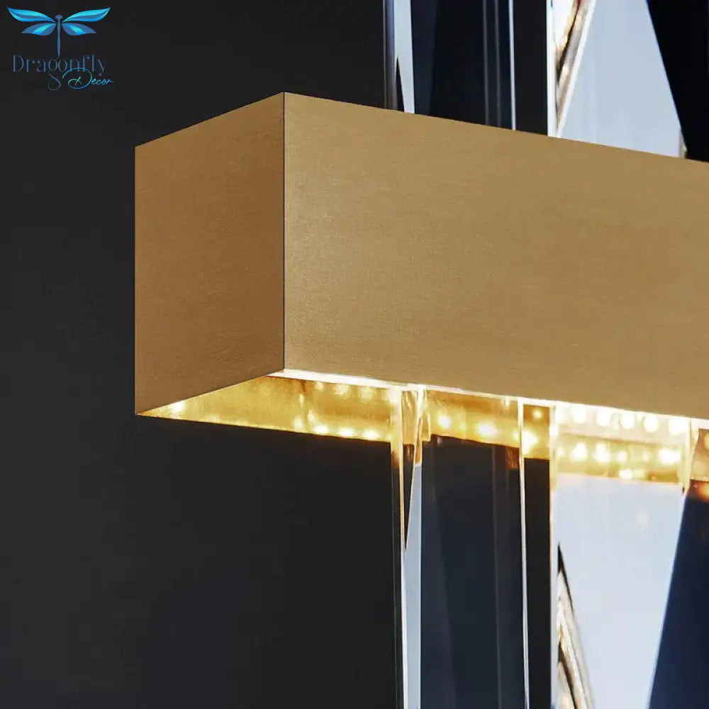 Kyala - Modern Rectangle Gold Crystal Chandelier Lamp