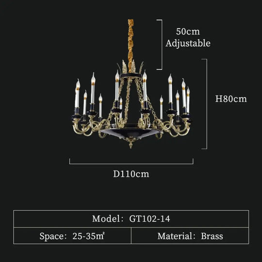 L’élégance - French Handmade Luxury Ceiling Candle Living Room Bedroom Chandelier 14Lights D110