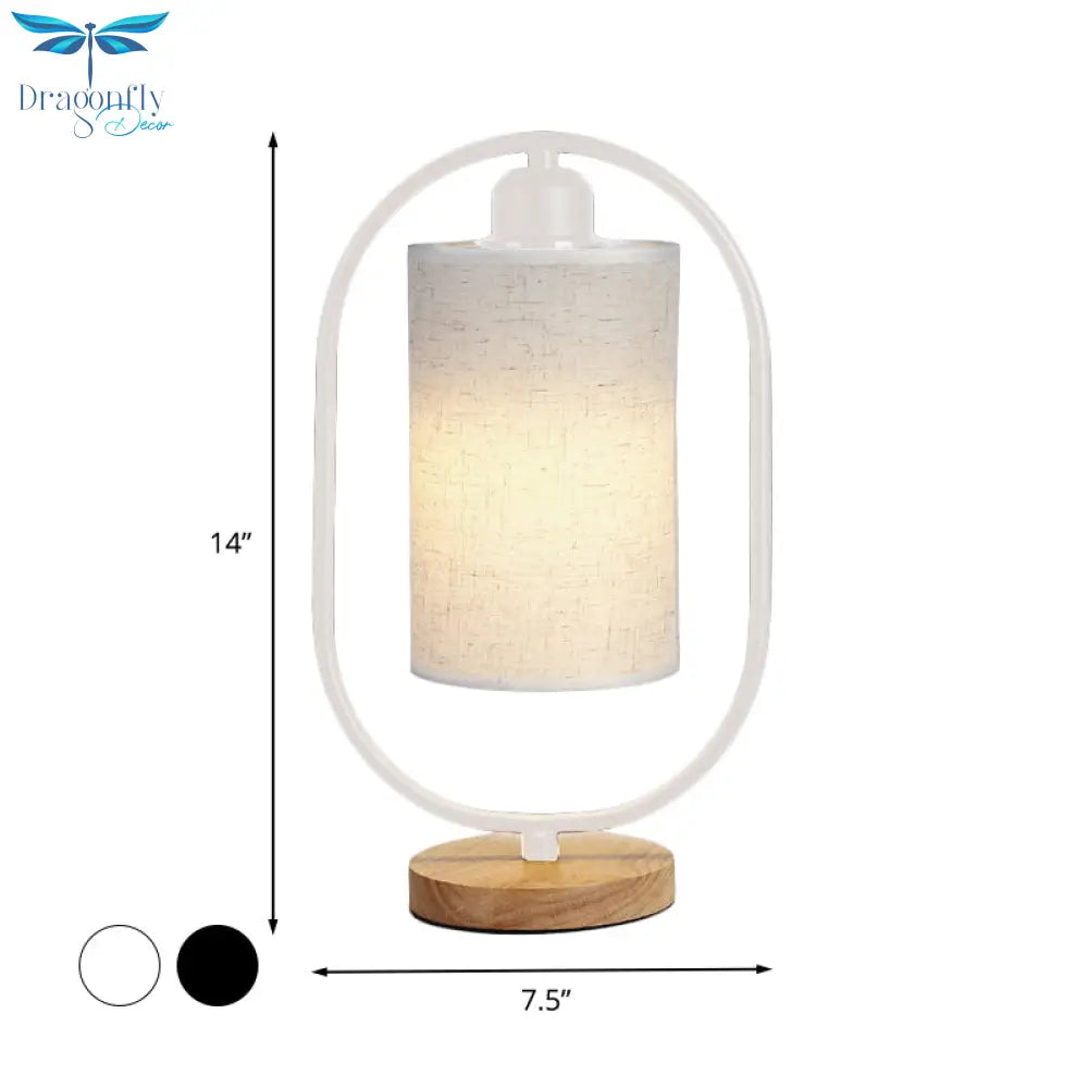 Lara - Modern Column Plug In Nightstand Lighting Fabric 1 - Light Bedside Table Light With