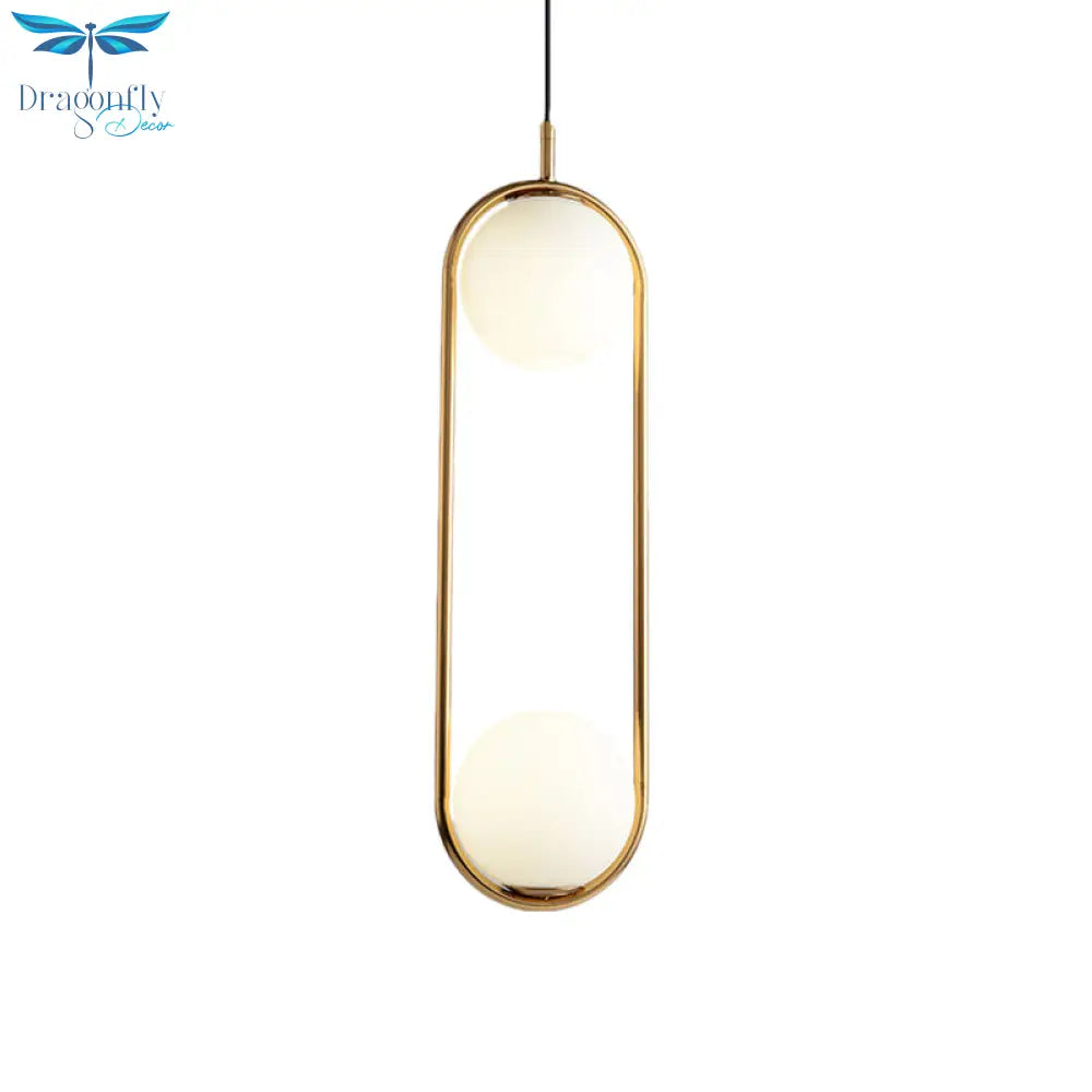 Lara - Modern Globe Pendant Lighting White Glass 1/2 Lights Black/Gold Hanging Ceiling Lamp For