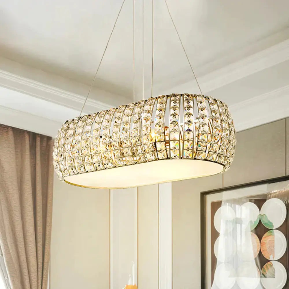 Laser Cut Ceiling Chandelier Tradition Clear Crystal 6 Heads Gold Suspension Pendant Light