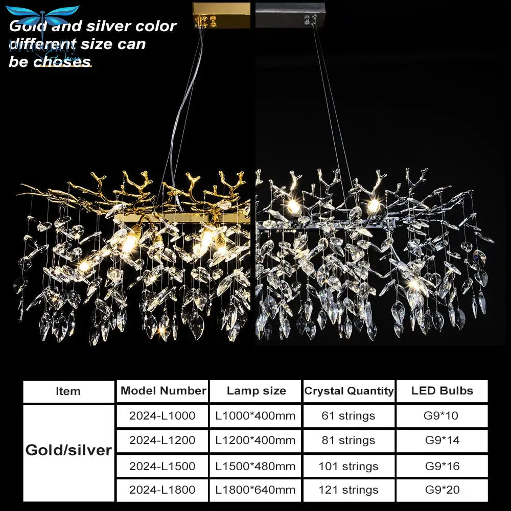 Layla - Elegant Crystal Pendant Light For Living Dining & Bedrooms In Chrome Gold Chandelier