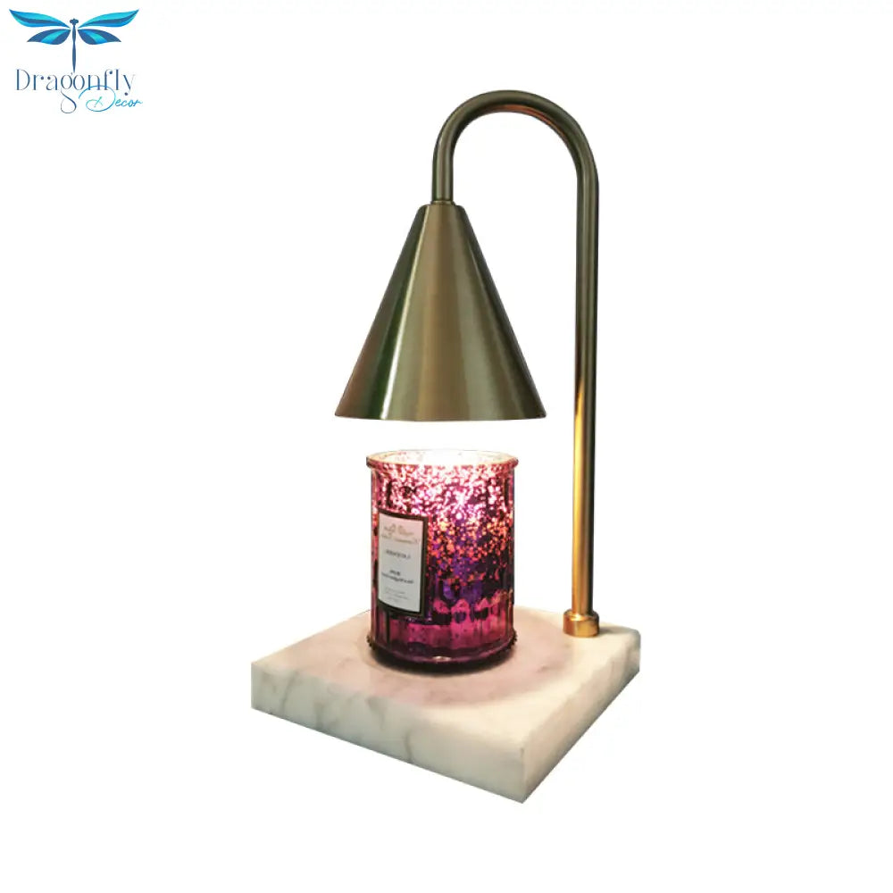 Léa - Mid - Century Cone Night Lamp: Sleek Metal Gooseneck Table Lighting With