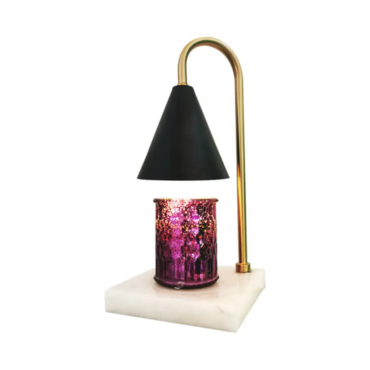 Léa - Mid - Century Cone Night Lamp: Sleek Metal Gooseneck Table Lighting With White