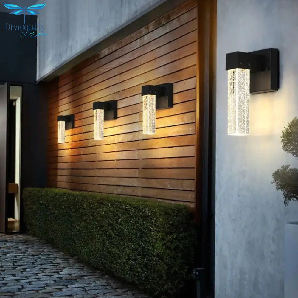 Led Aluminum Outdoor Wall Lighting Crystal Ip65 Waterproof Street Lamp For Balcony Garden 96V 220V