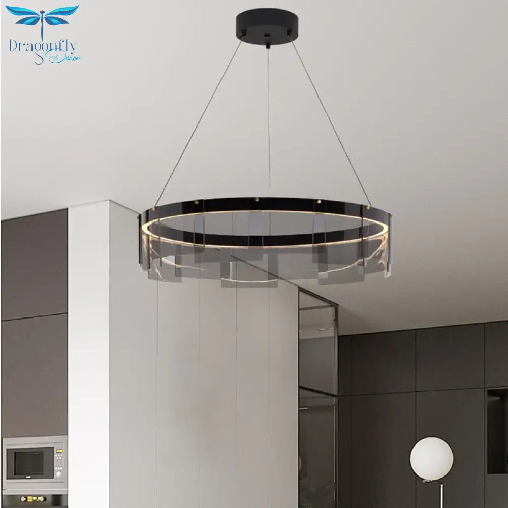 Led Chandelier Modern Glass Light Luxury Minimalist Design For Dining Room Hall Bedroom Rings