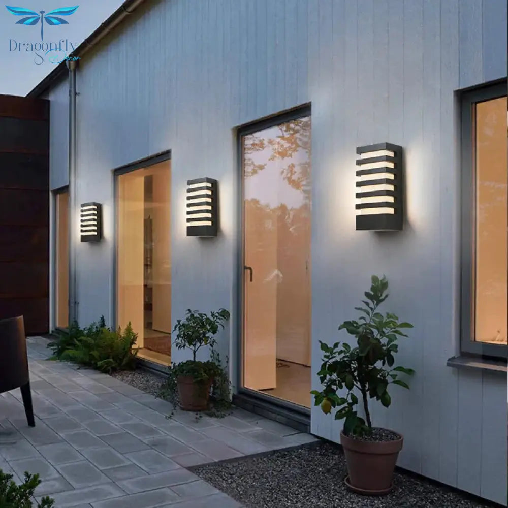 Led Outdoor Waterproof Wall Light Modern Style Aluminum Sconce Porch Garden Lightings Black 12W