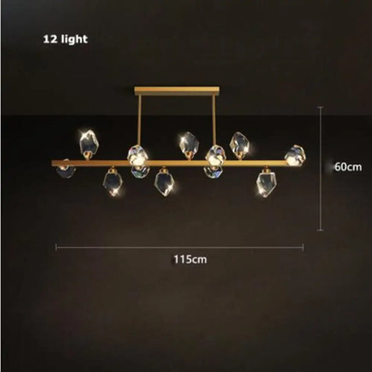 Led Postmodern Crystal Copper Round Chandelier - Elegant Lighting For Dining Rooms 115Cm 60W