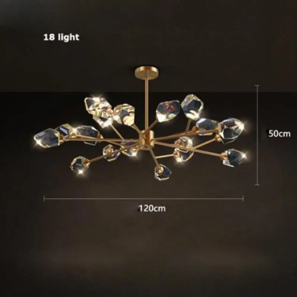 Led Postmodern Crystal Copper Round Chandelier - Elegant Lighting For Dining Rooms 18Light 90W
