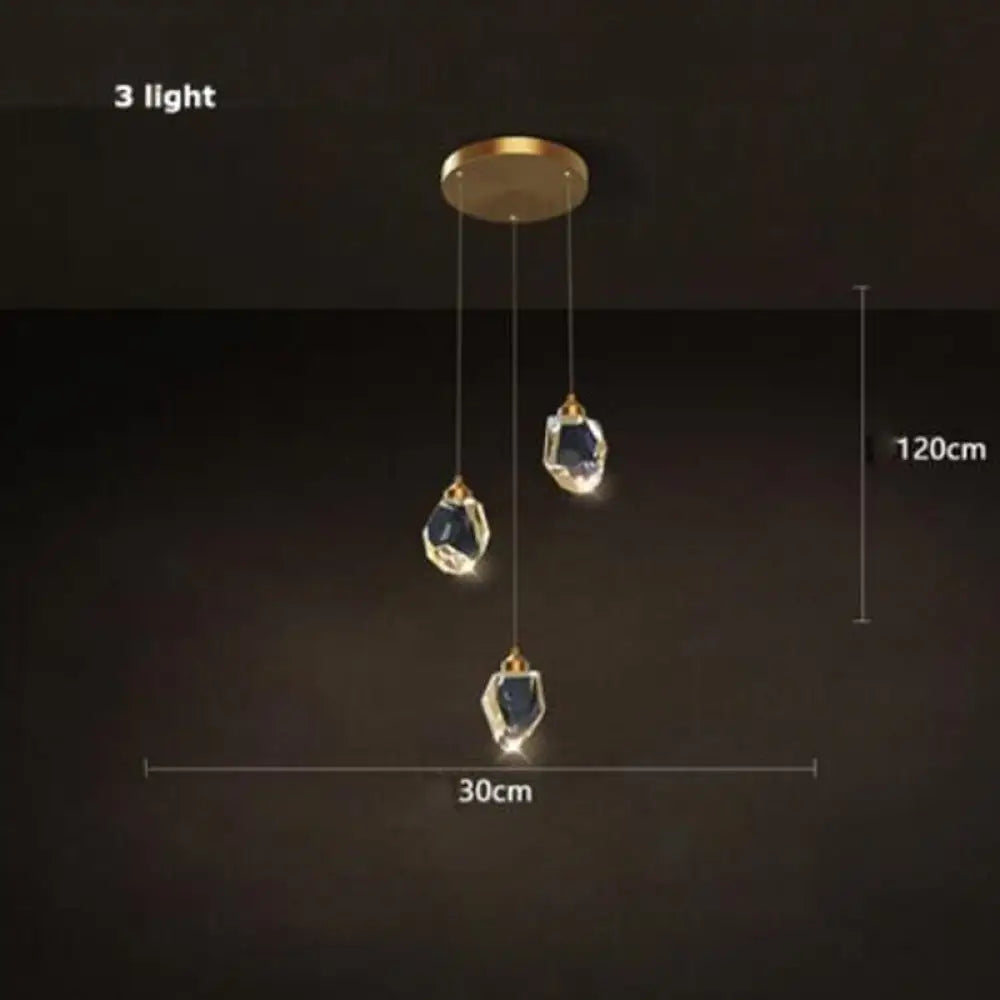 Led Postmodern Crystal Copper Round Chandelier - Elegant Lighting For Dining Rooms 3Light 15W1