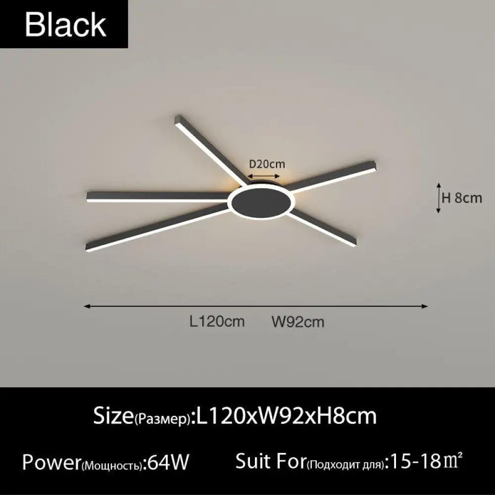 Led Simple Nordic Modern Bedroom Ceiling Light Black L120Cm / Neutral Ceiling Light