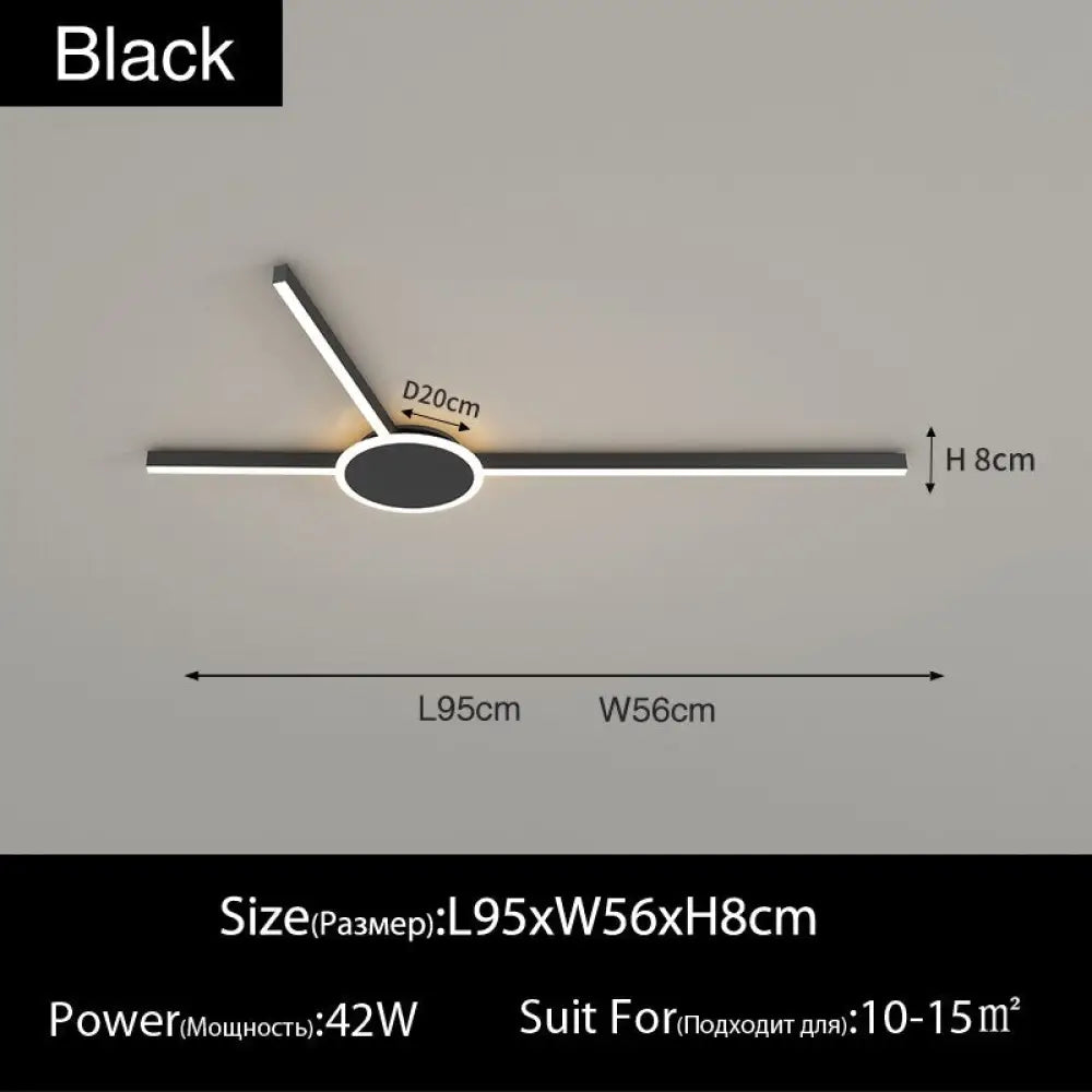 Led Simple Nordic Modern Bedroom Ceiling Light Black L95Cm / Neutral Ceiling Light