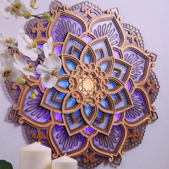 Led Wall Light Mandala Yoga Room Cardboard Purple / Diameter 30Cm Lamp