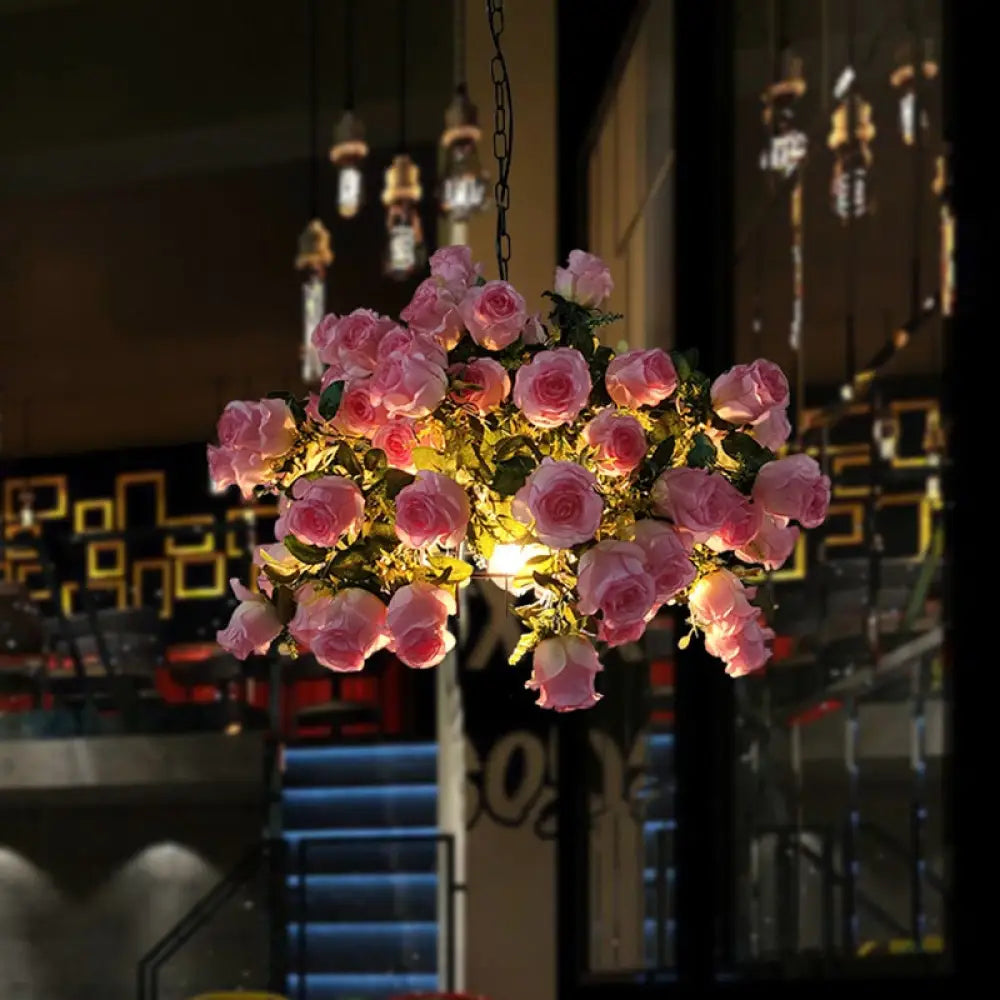 Leisure Bar Hotel Lobby Front Desk Chandelier Tavern Simple Shop Cafe Art Romantic Simulation Rose
