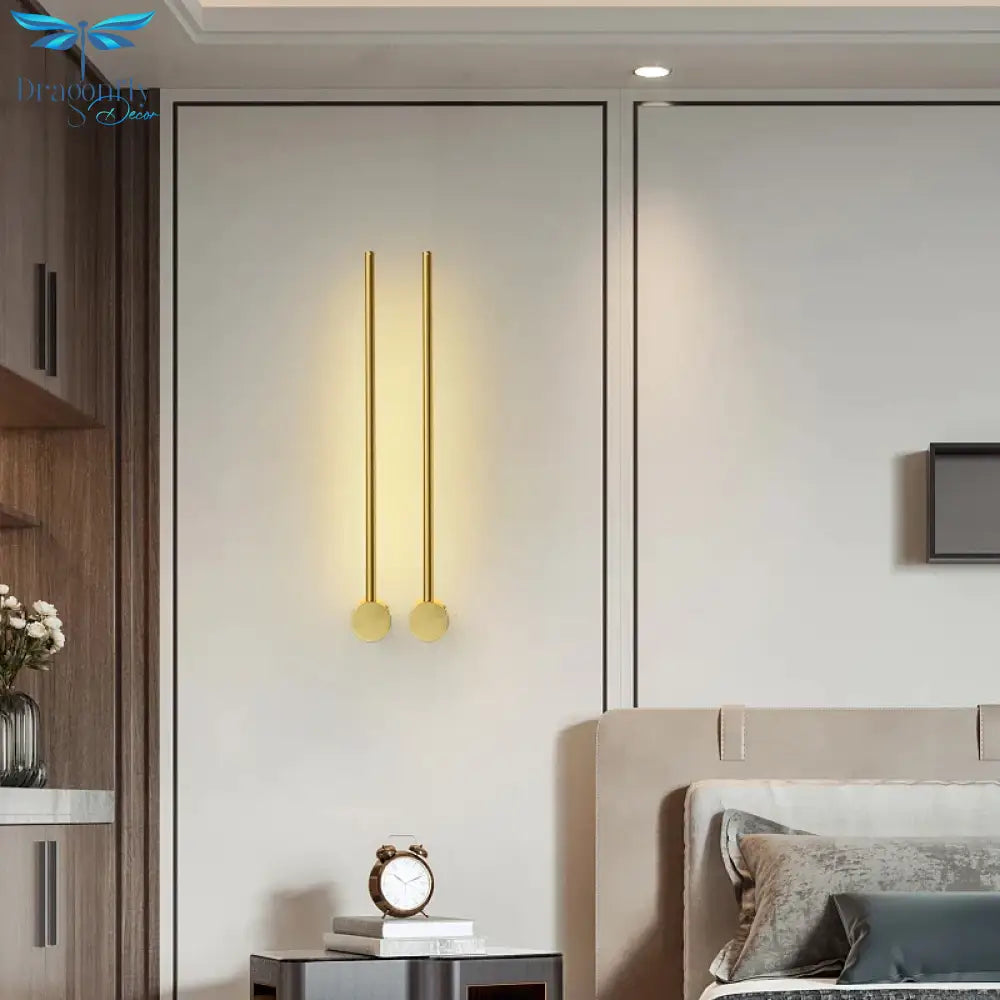 Liam Nordic Line Led Wall Lamp - Gold Rod Design For Living Room And Bedroom Decor