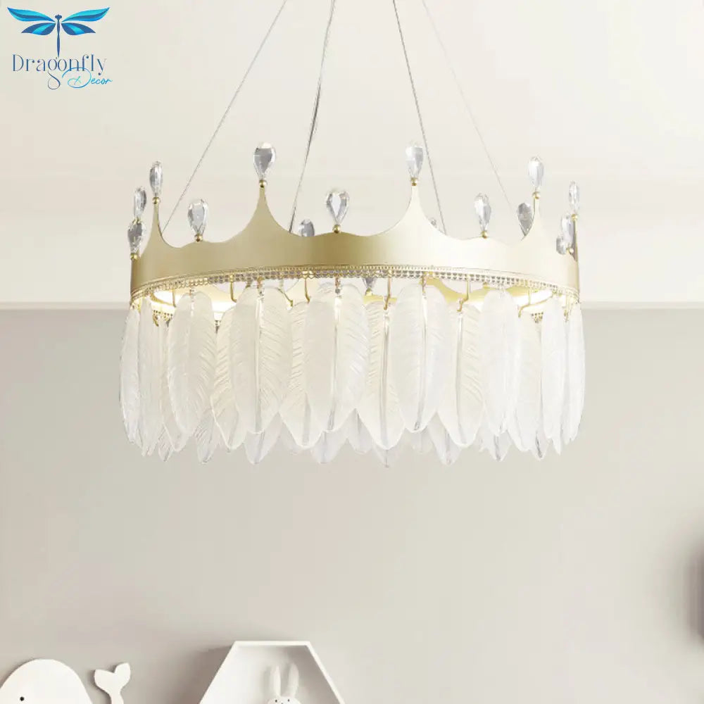Liliana - Modern 3 - Colored Led Crystal Feather Chandelier Lamp Crown Shape Hanging With Clear