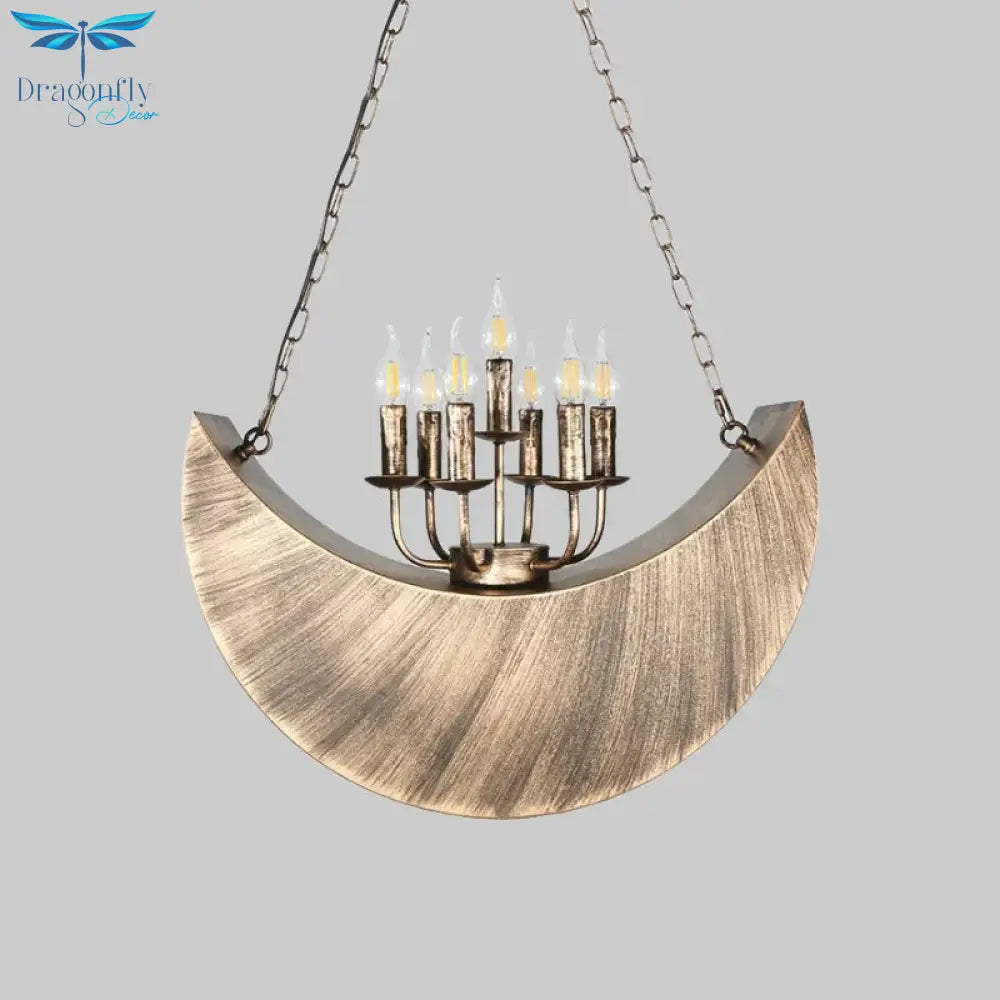 Living Room Candle Hanging Light With Crescent Deco Metal 7 - Light Vintage Chandelier In Legacy