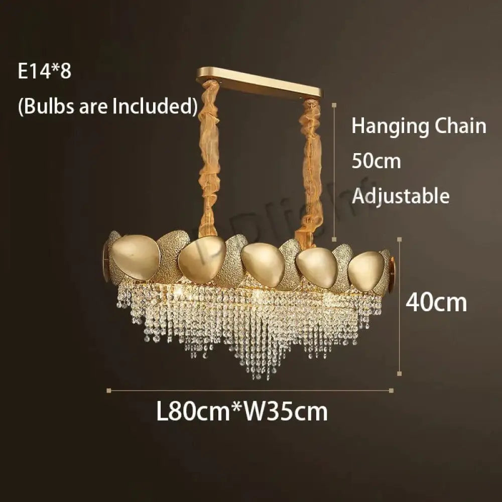 Lizzie - Crystal Luxury Tassels Led Ceiling Chandelier L80Cm / Cold White