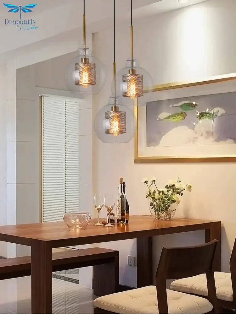 Loft Modern Pendant Light Glass Ball Hanging Lamp Kitchen Fixture Dining Hanglamp Living Room