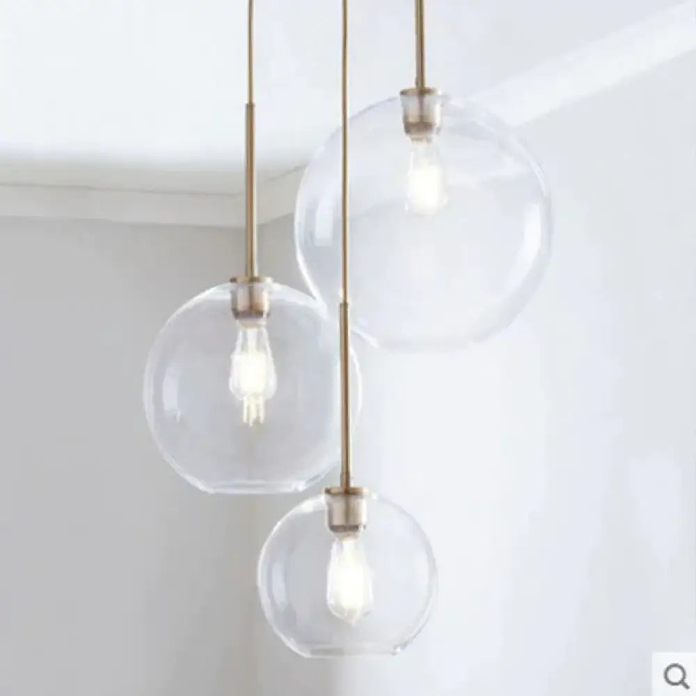 Loft Modern Pendant Light Gradient Silver Gold Glass Lamp E27 Nordic Hanging Kitchen Fixture Clear