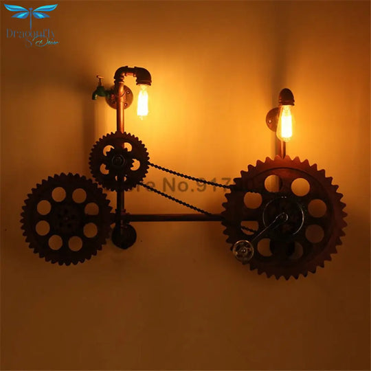 Loft Retro Heavy Industrial Style Wall Lamp Restaurant Bar Cafe Decoration Gear Water Pipe Iron