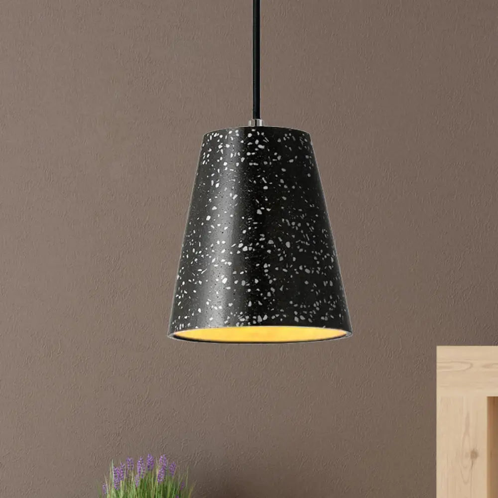 Louise - Sleek Concrete Cone Pendant Lighting Simplicity 1 Light Black/White/Brown Hanging Black
