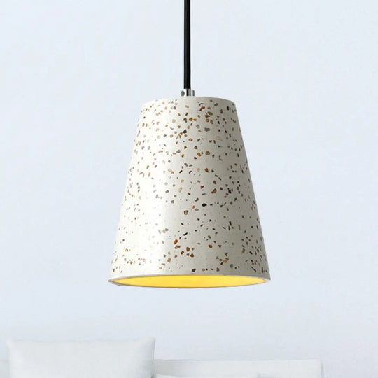 Louise - Sleek Concrete Cone Pendant Lighting Simplicity 1 Light Black/White/Brown Hanging White
