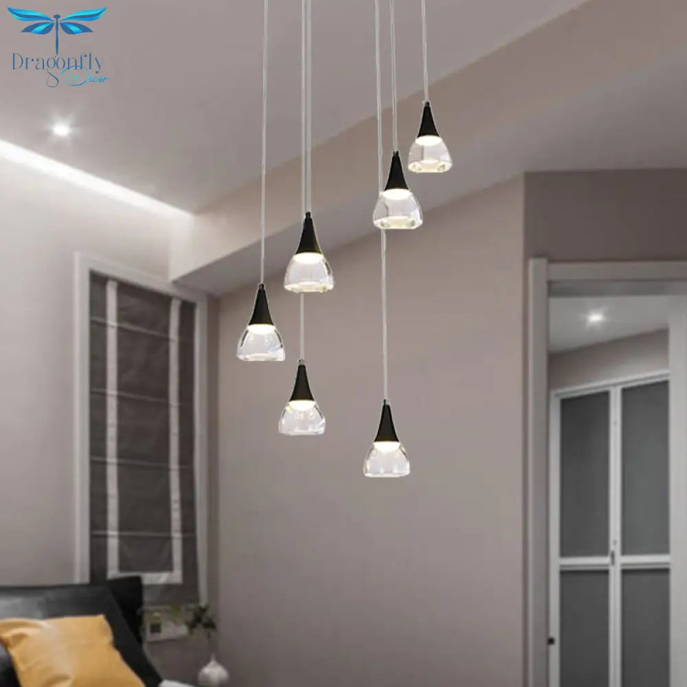 Ludovica - Cluster Conical Drop Pendant Modern Acrylic 5/6 - Light Black Hanging Ceiling Light For