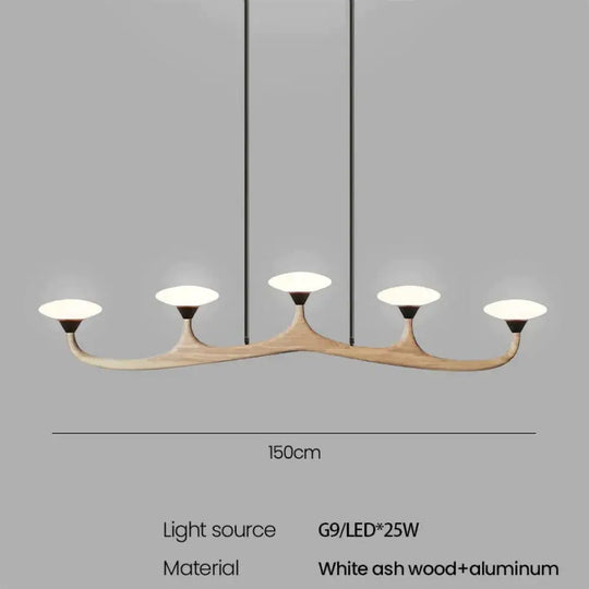 Luna - Modern Wood 3 Head Pendant Lamp 5Head L150Cm / Warm White Light