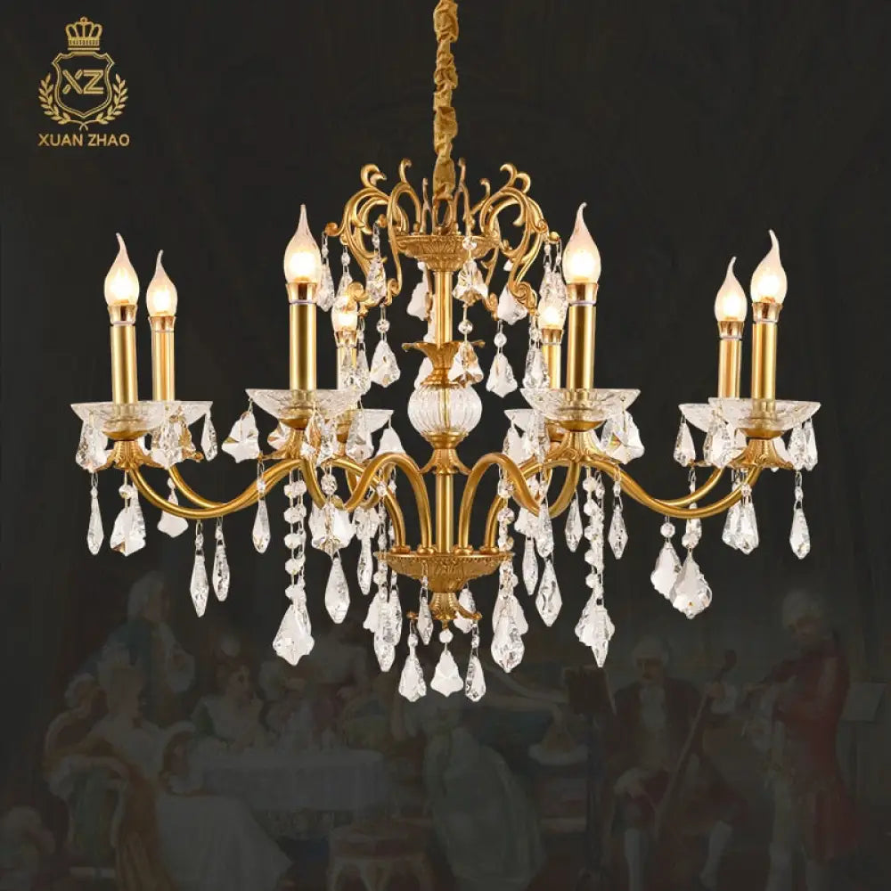 Luxe Branch - European Style 8 Lights Luxury Hotel Pendant Lamp With Gold Crystals 6Lights D75