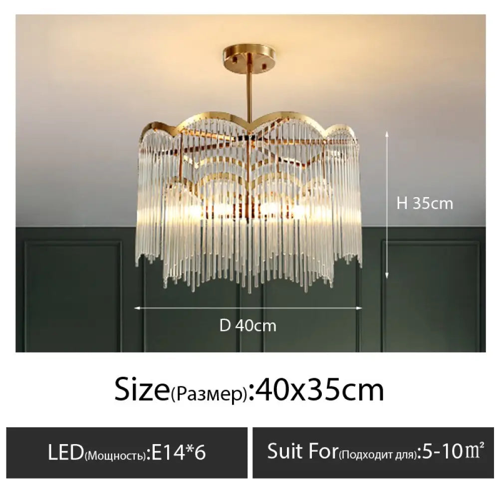 Luxe Serenity: Post - Modern Minimalist Crystal Glass Chandeliers For Elegant Spaces D40Cm