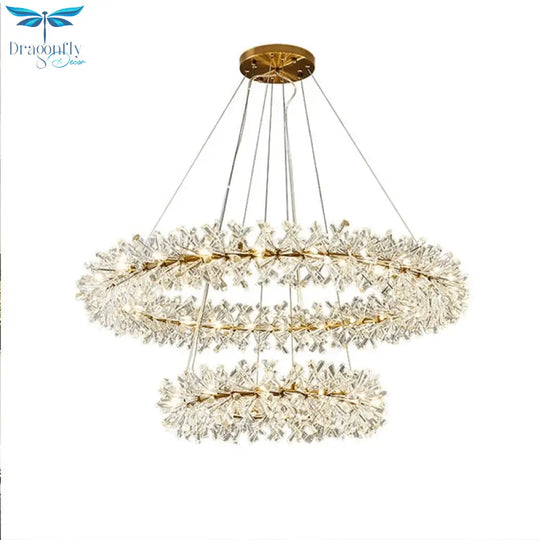 Luxurious Crystal Flower Ceiling Chandelier - Led Indoor Lighting For Home Decoration