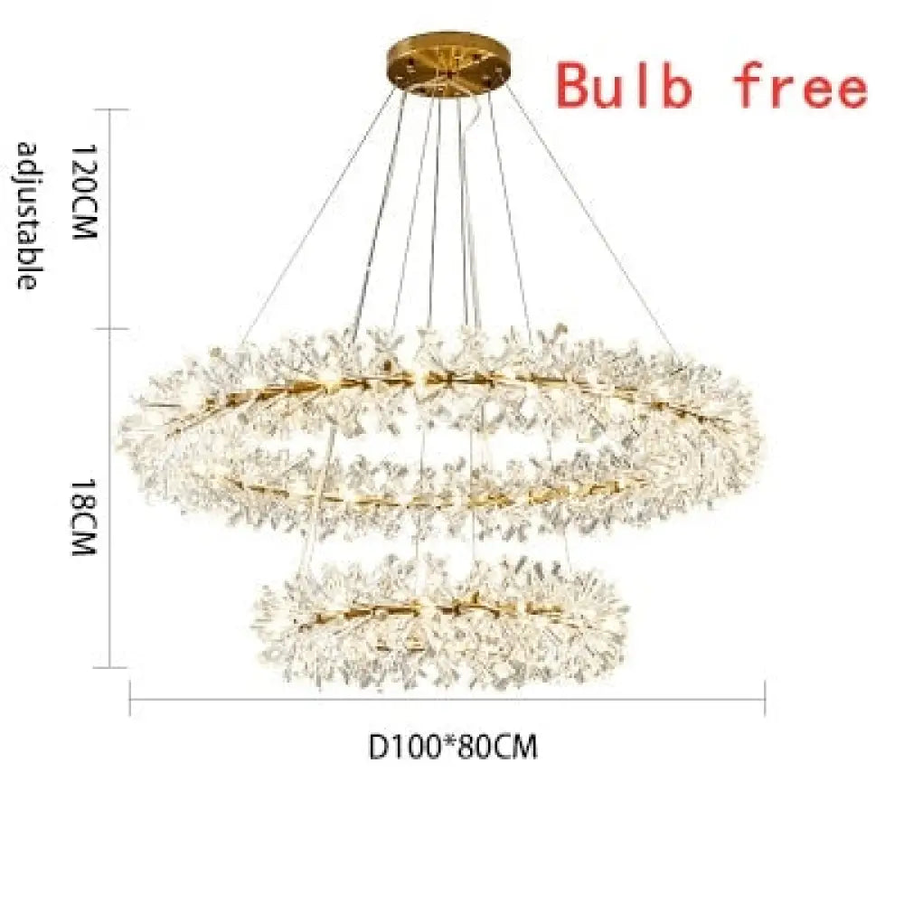 Luxurious Crystal Flower Ceiling Chandelier - Led Indoor Lighting For Home Decoration D100Cm And